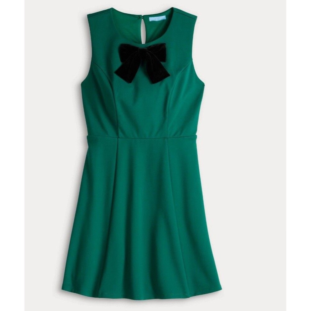 NEW Draper James Sleeveless Knot-Waist Midi Dress Black & Green Size XL Pockets - Picture 1 of 17